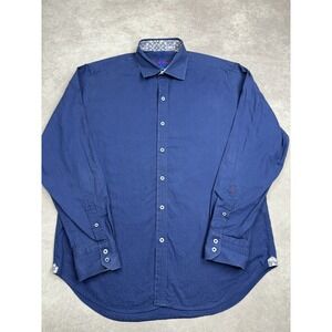 Robert‎ Graham Shirt Mens Large Blue Classic Fit Jacquard Button Up Long Sleeve